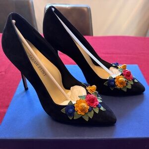 Sarah Flint Perfect Pump 100, Size 37.5, Black Suede Heels